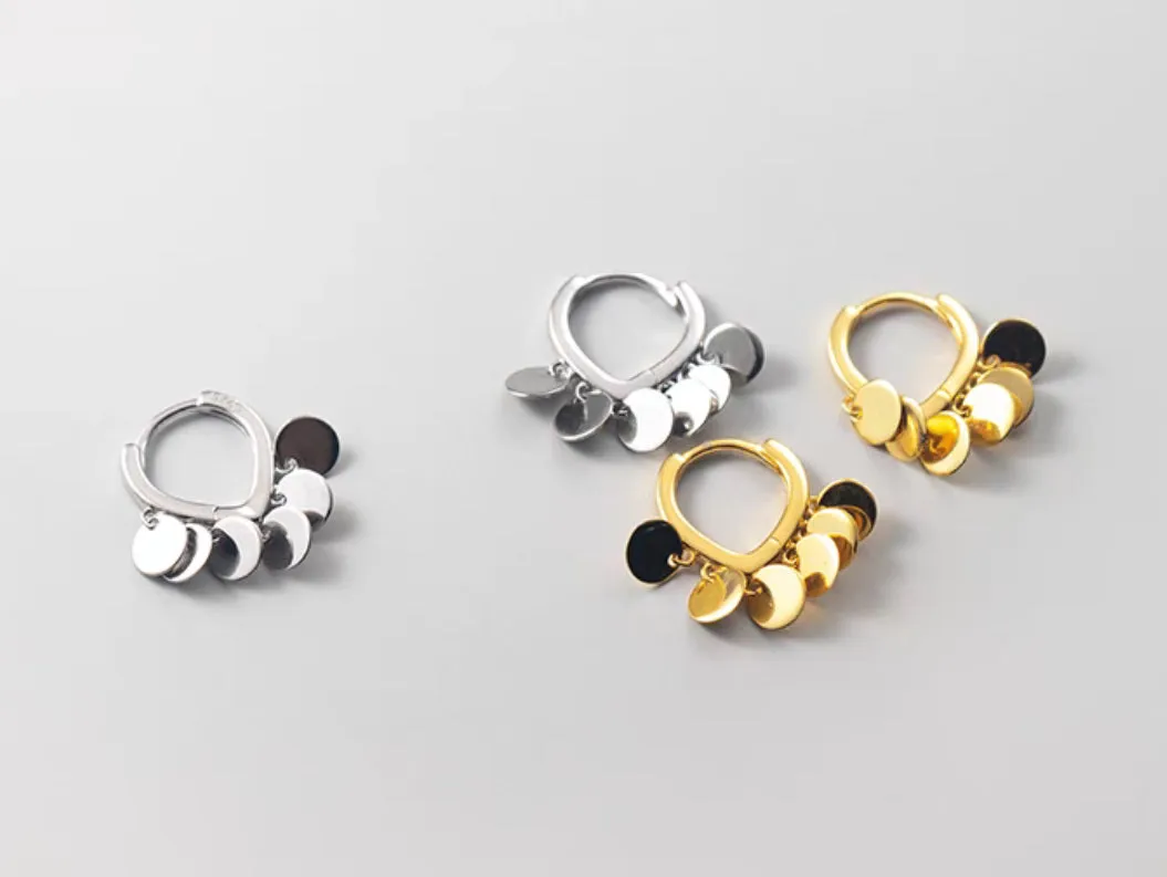 Small Flakes Dangle Huggie Earrings-SH073