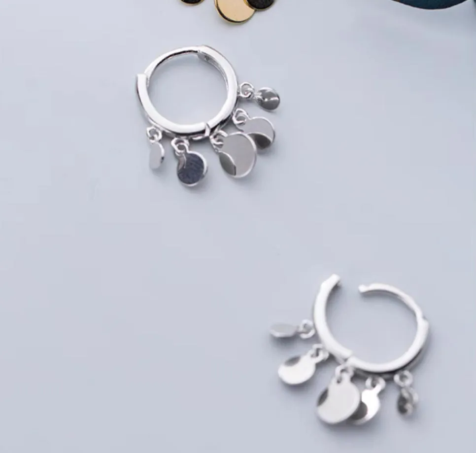 Small Flakes Dangle Huggie Earrings-SH073