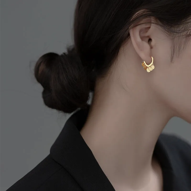 Small Flakes Dangle Huggie Earrings-SH073