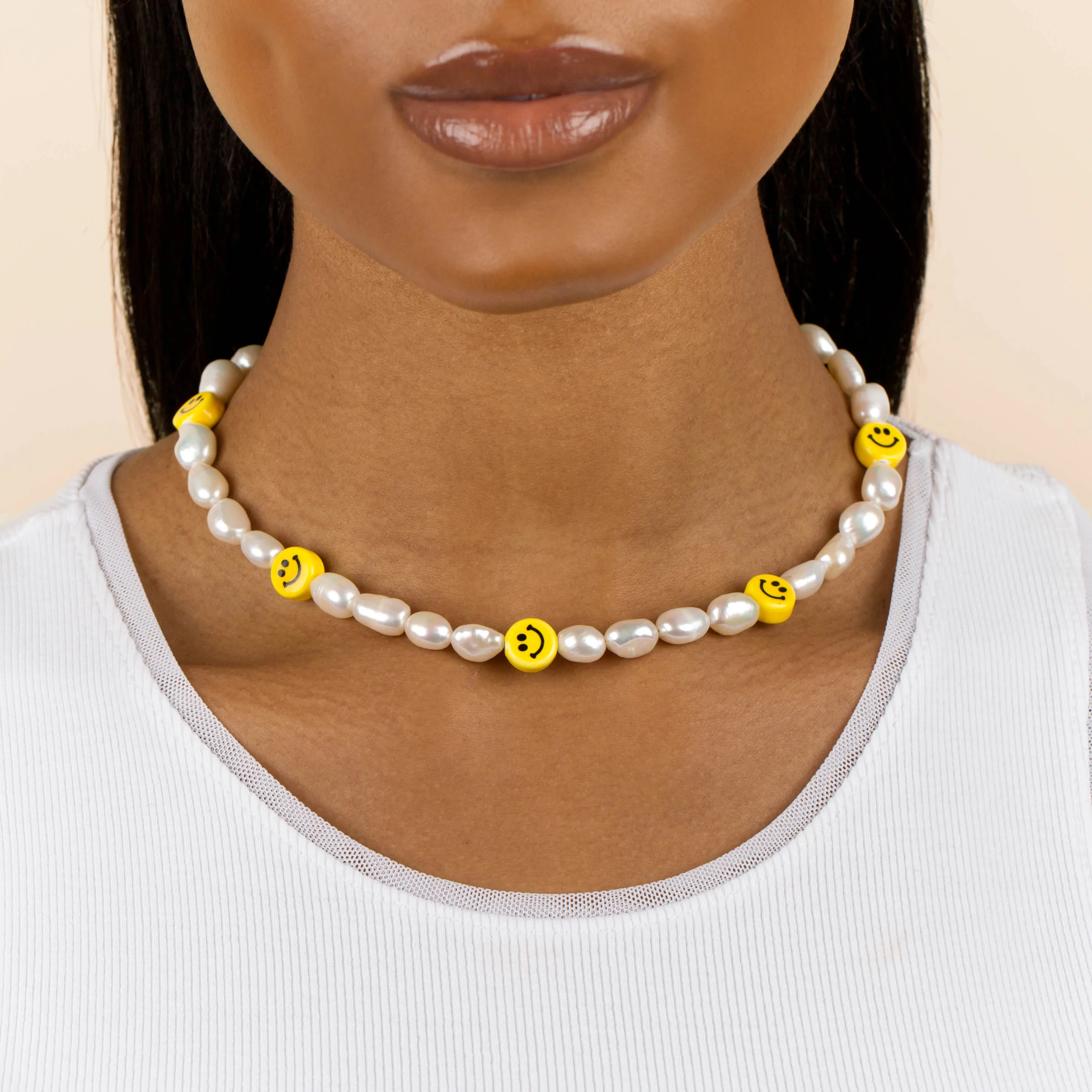 Smiley Face Pearl Necklace
