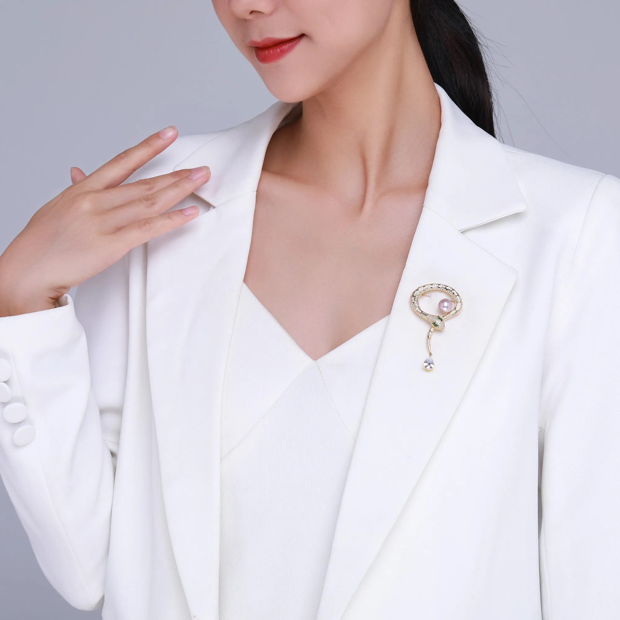 Snake Charmer Edison Pearl Brooch