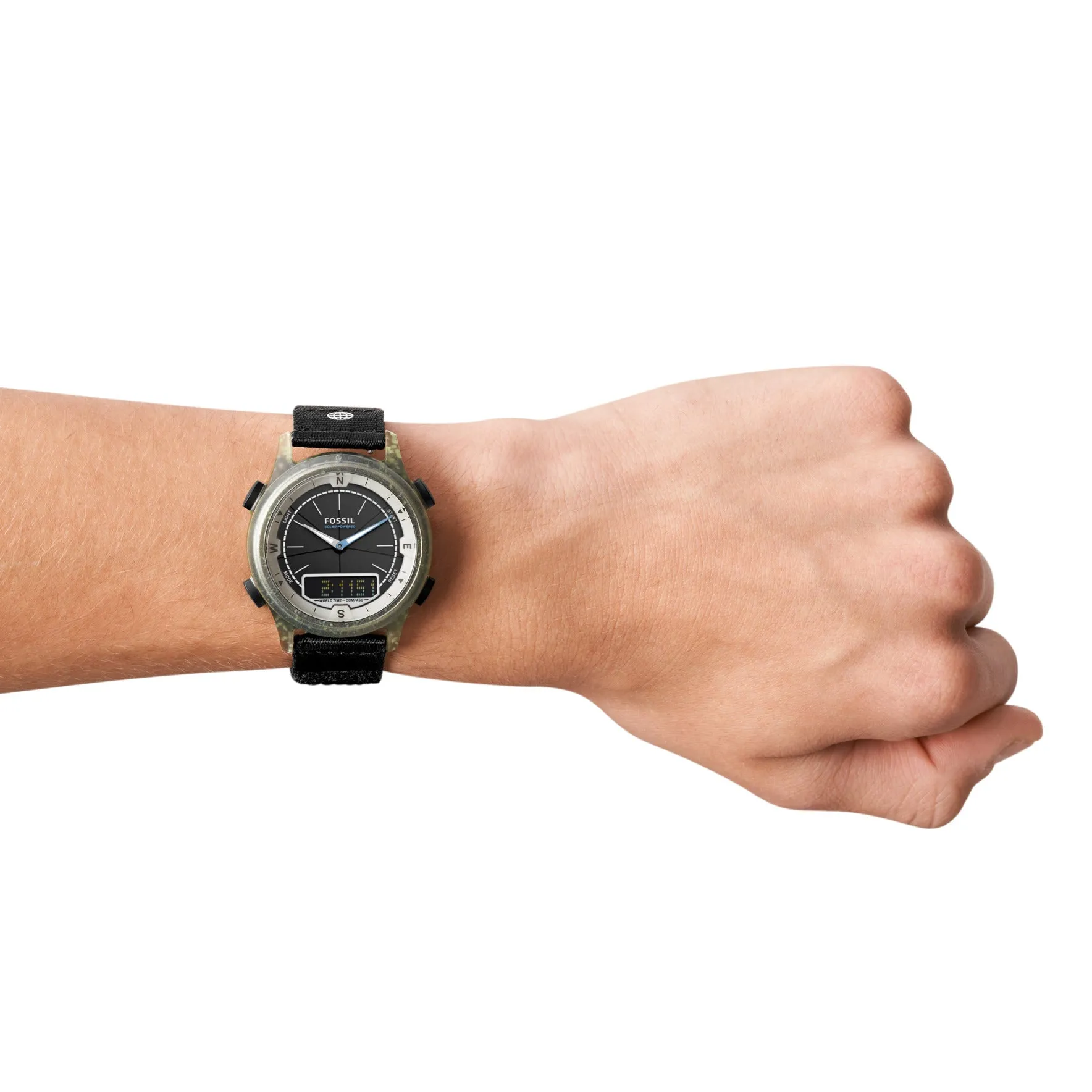 Solar-Powered Analog-Digital Black rPET Watch
