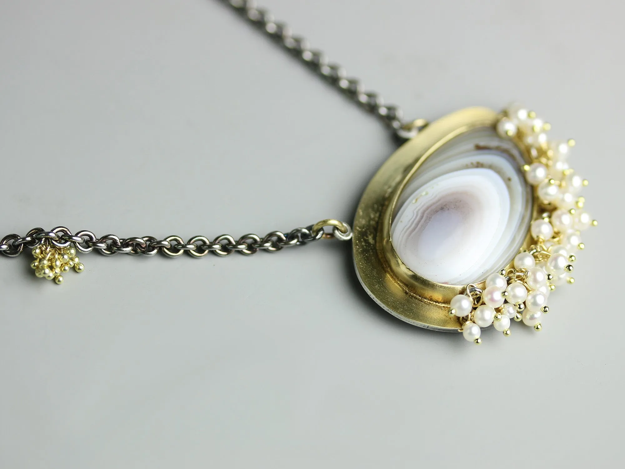 Sold Botswana Agate with Pearl Fringe