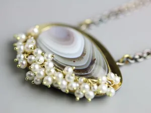 Sold Botswana Agate with Pearl Fringe