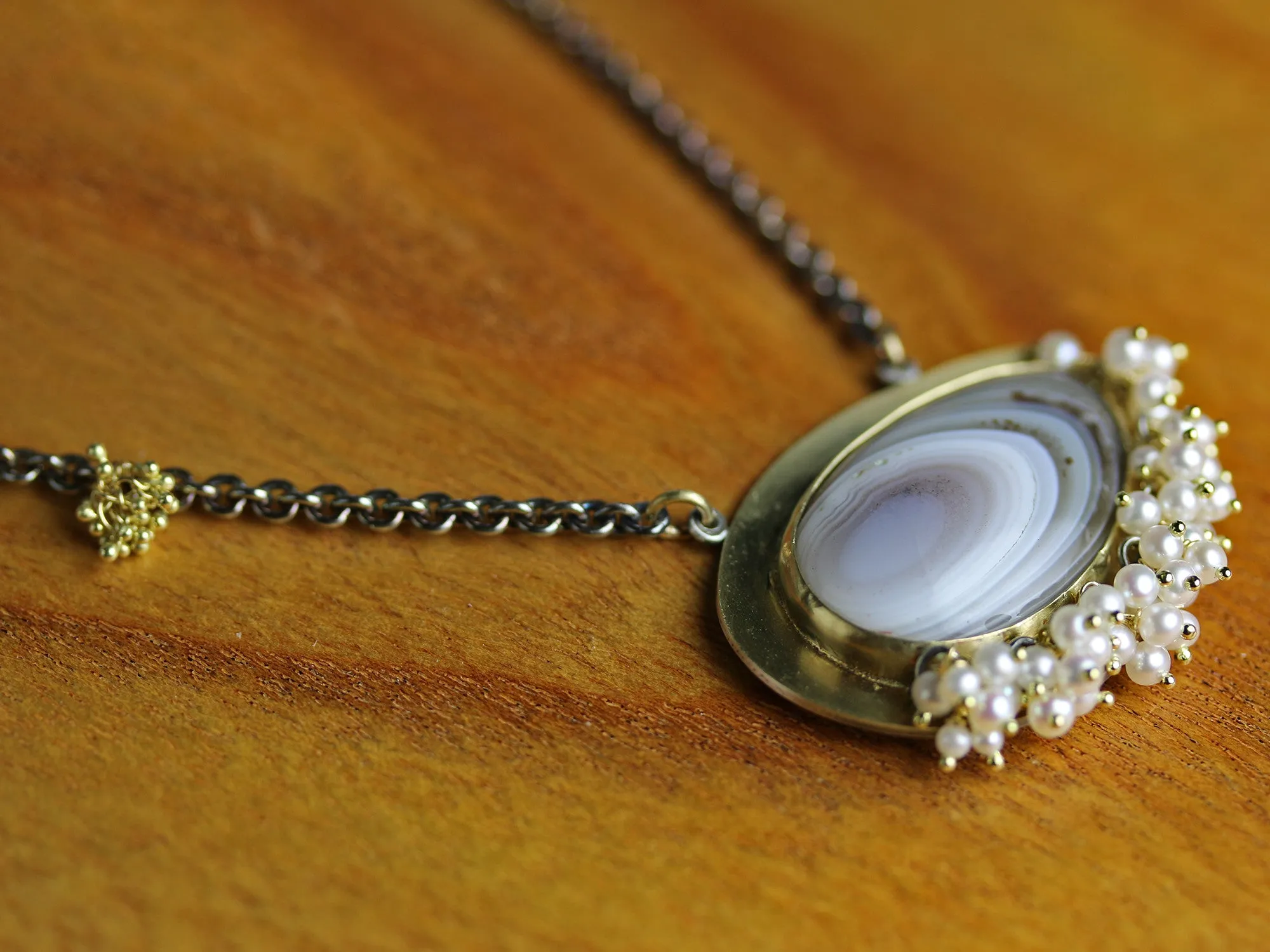 Sold Botswana Agate with Pearl Fringe