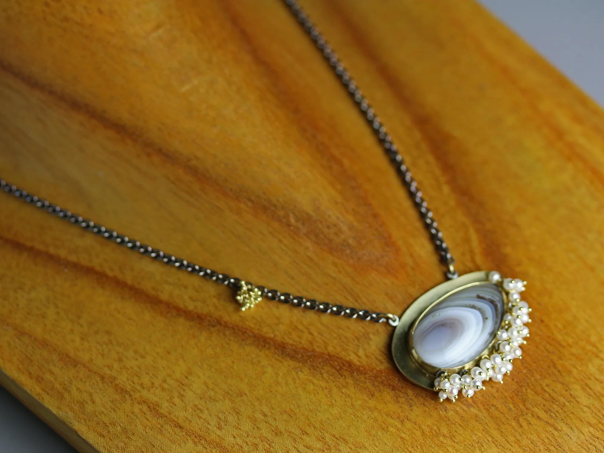 Sold Botswana Agate with Pearl Fringe