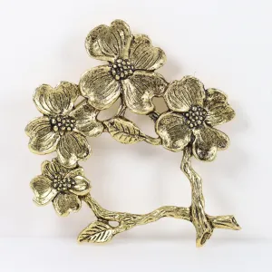 SOLD OUT: Vintage Peggy Yunque Jewelry | Gold Tone Dogwood Floral Brooch