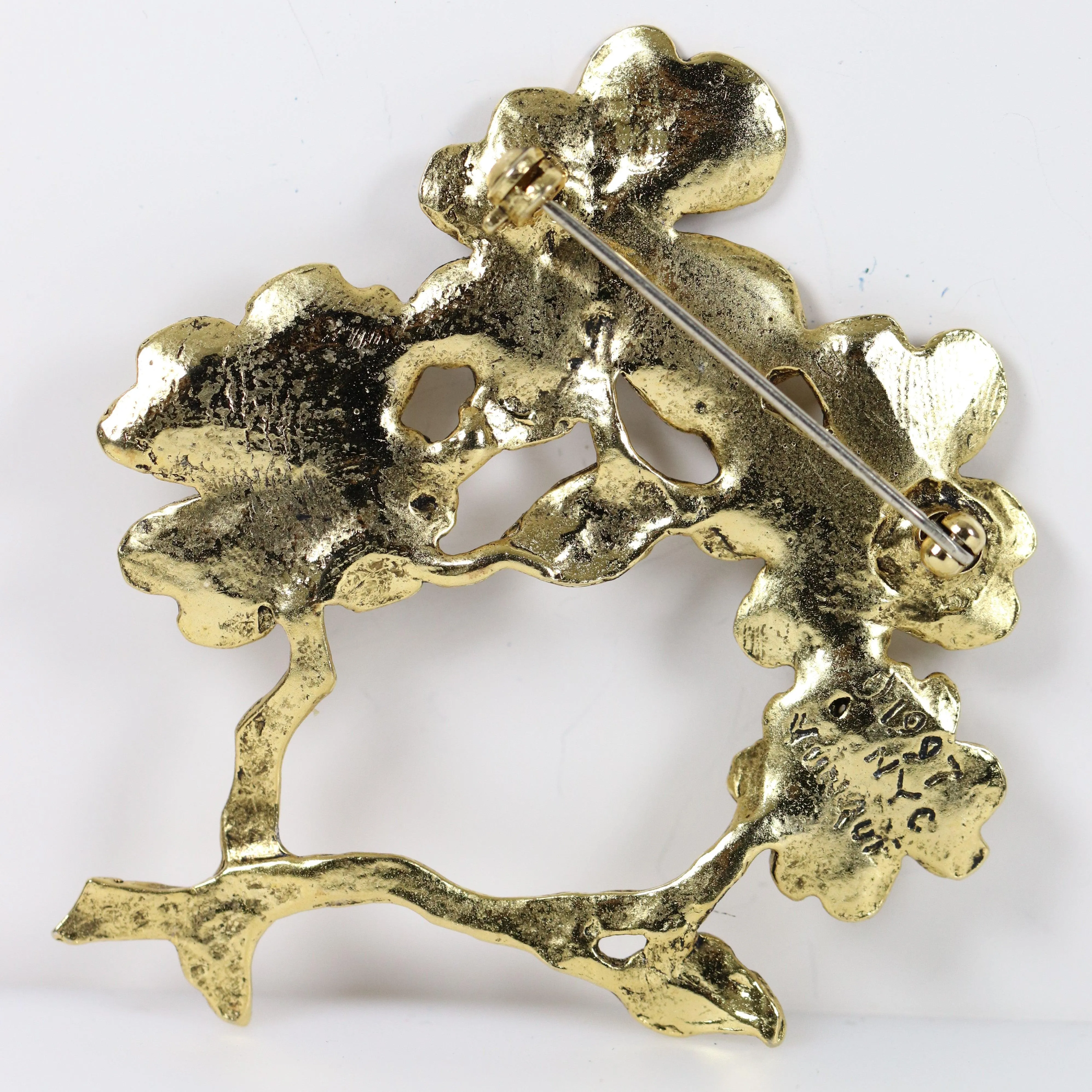 SOLD OUT: Vintage Peggy Yunque Jewelry | Gold Tone Dogwood Floral Brooch