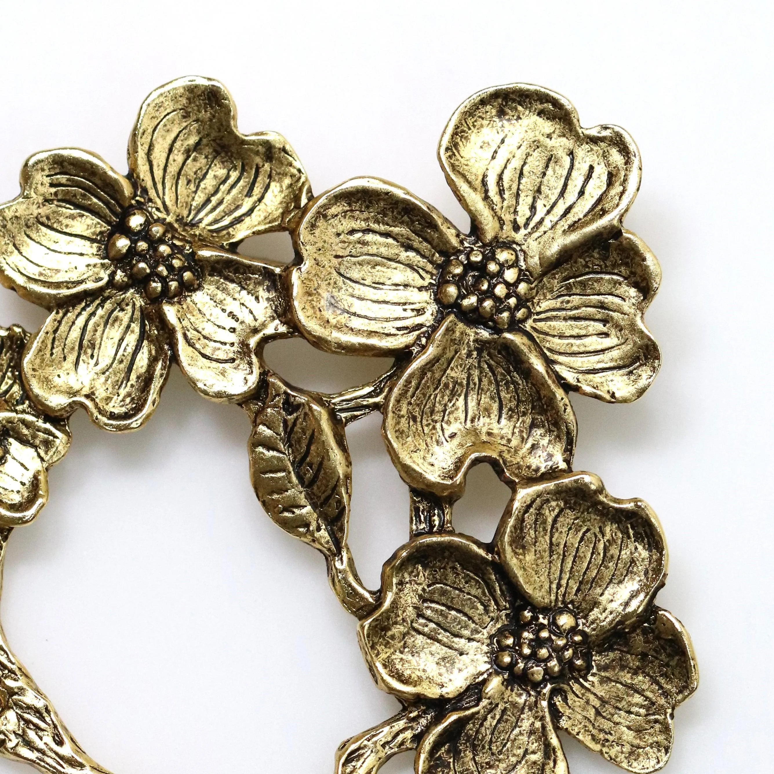 SOLD OUT: Vintage Peggy Yunque Jewelry | Gold Tone Dogwood Floral Brooch