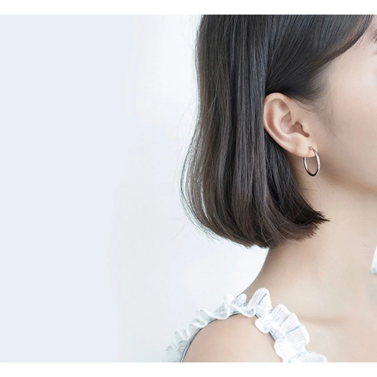 Solid Silver latch-back Hoop Earrings-SH045