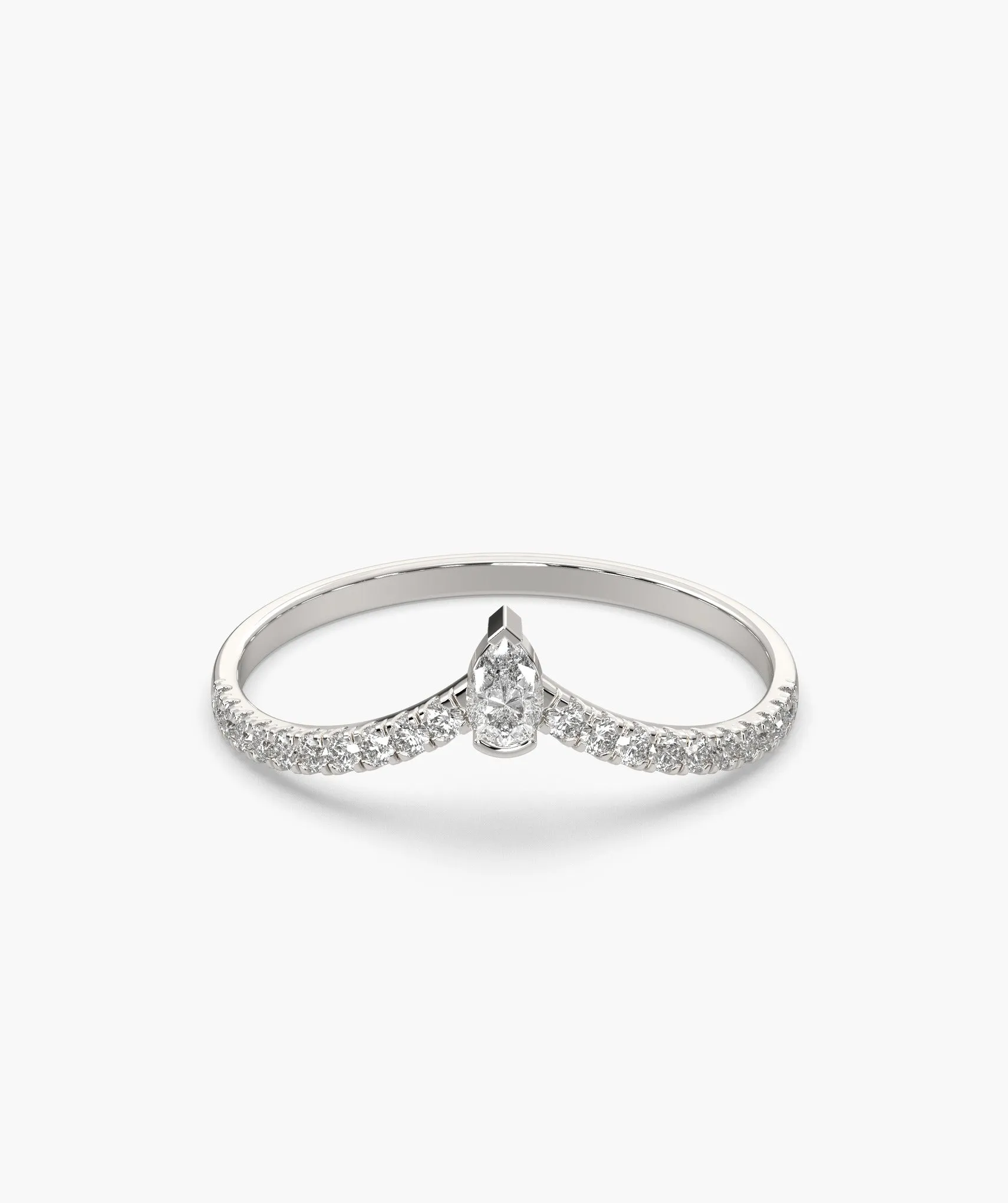 Solitaire Pear With Accent Diamond Ring
