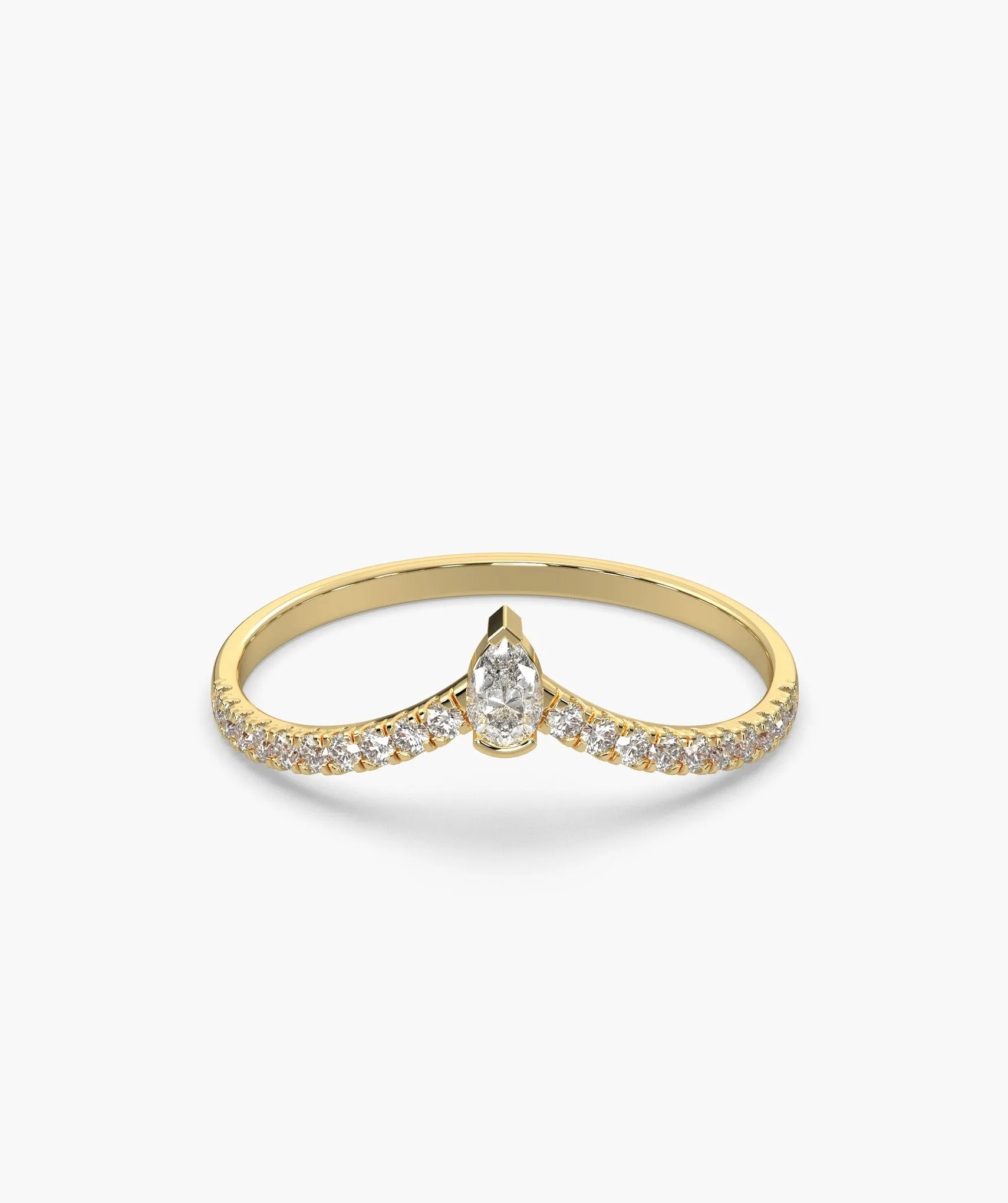 Solitaire Pear With Accent Diamond Ring