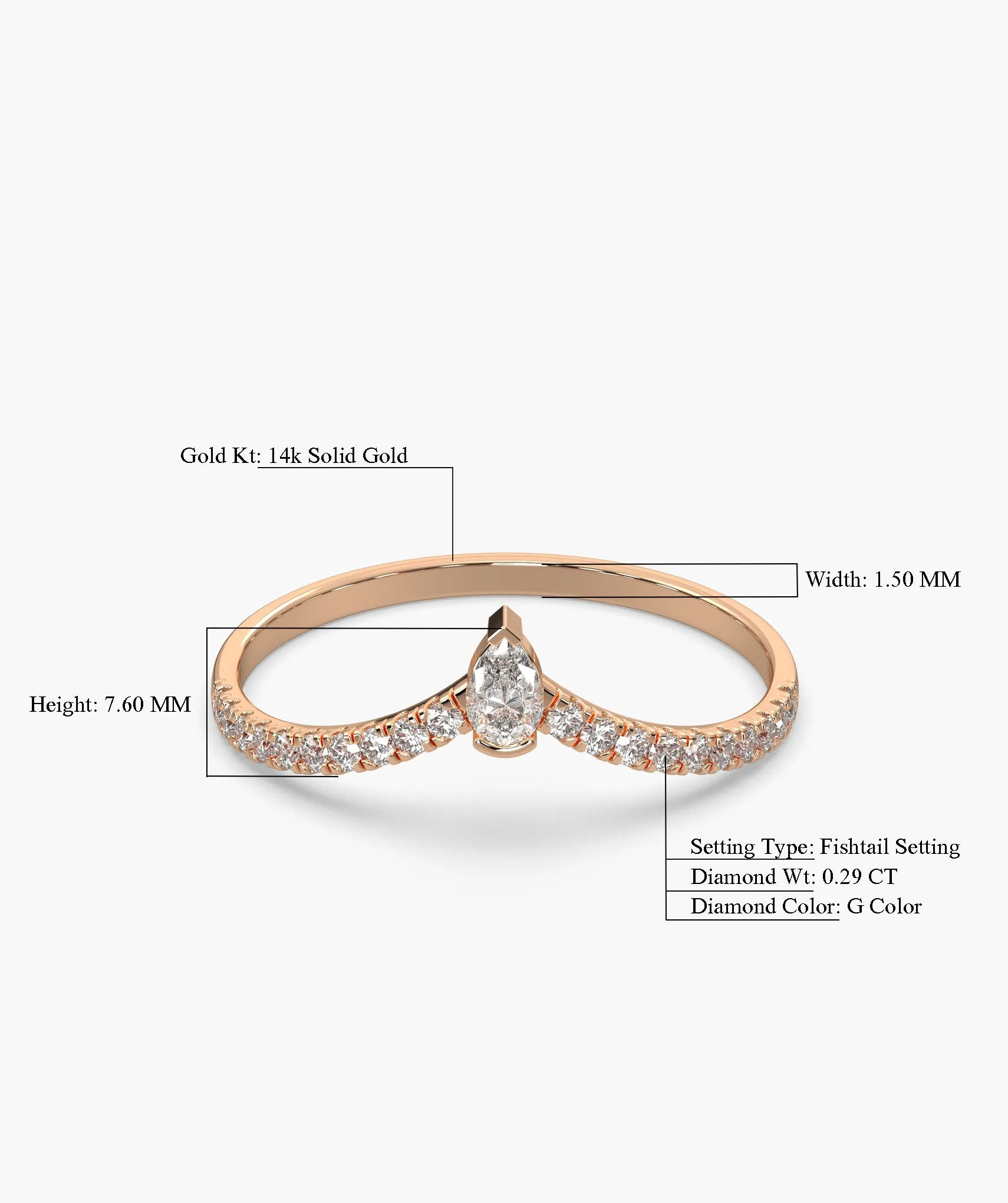 Solitaire Pear With Accent Diamond Ring
