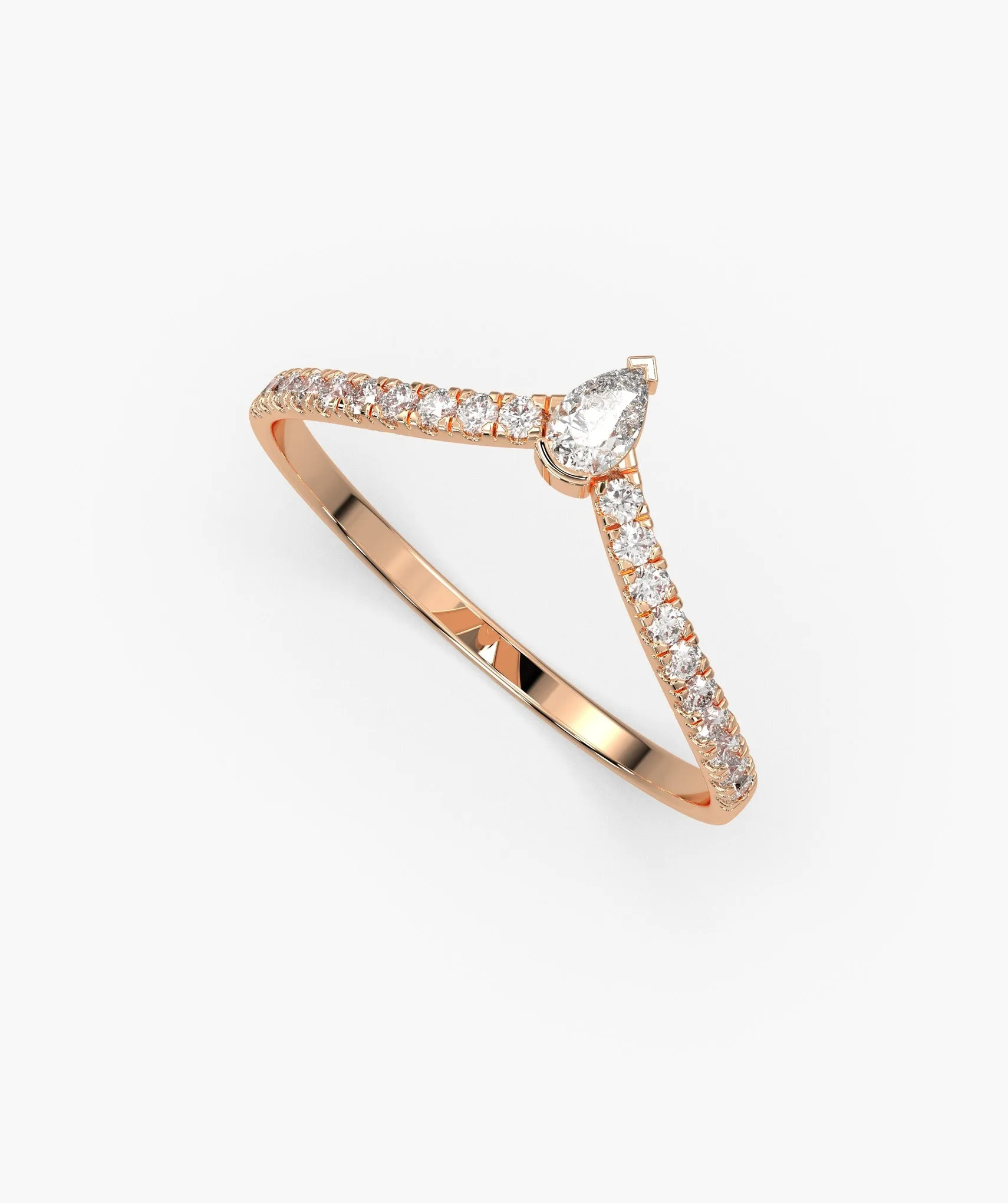 Solitaire Pear With Accent Diamond Ring