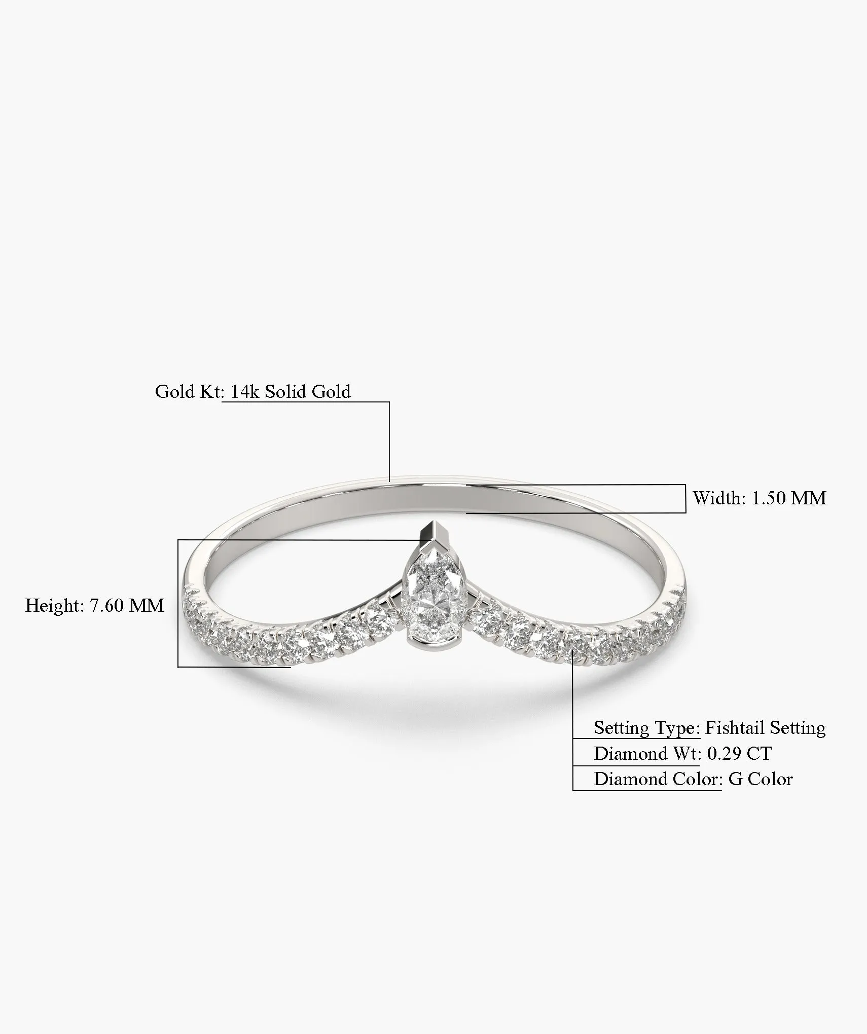 Solitaire Pear With Accent Diamond Ring