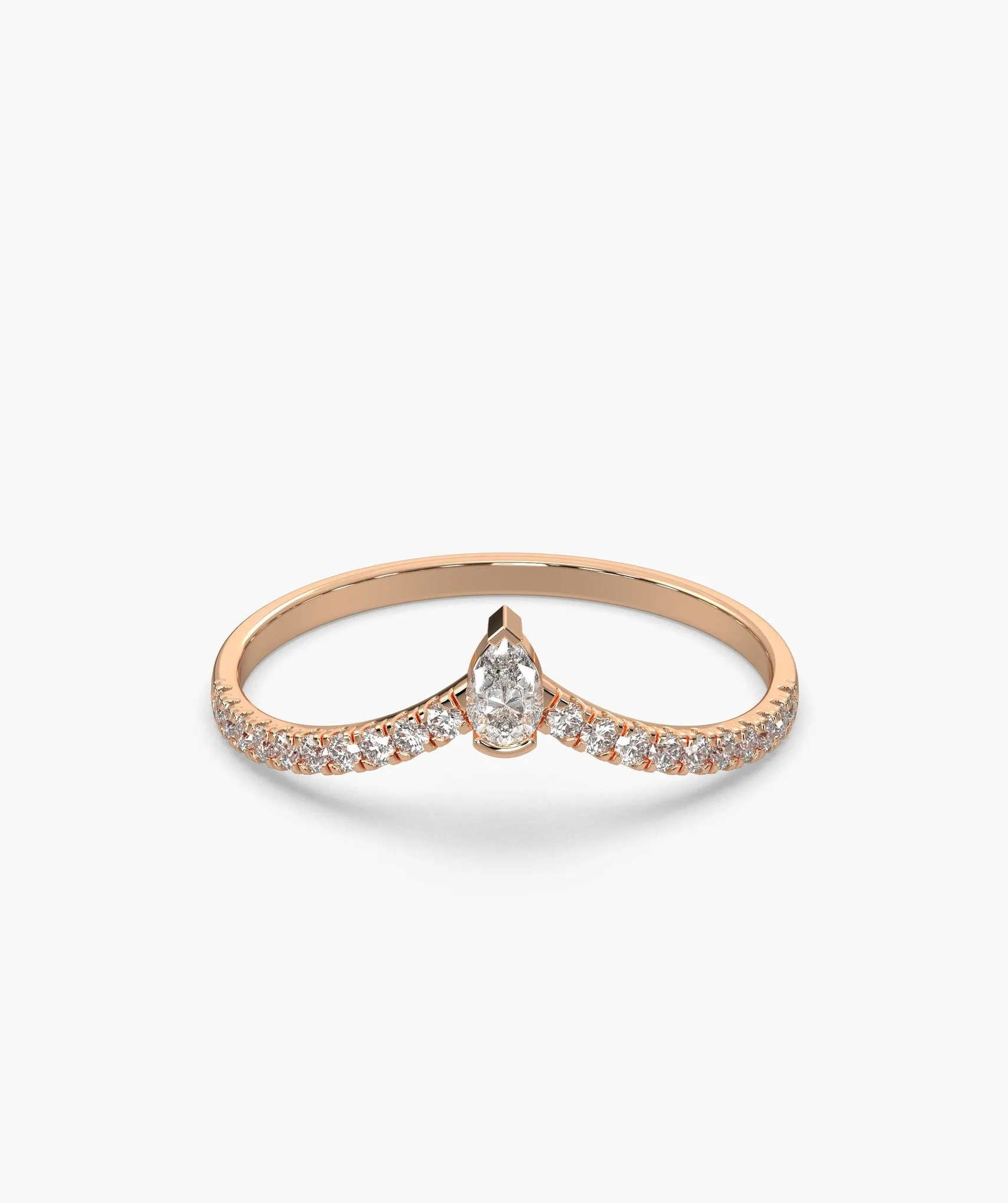 Solitaire Pear With Accent Diamond Ring