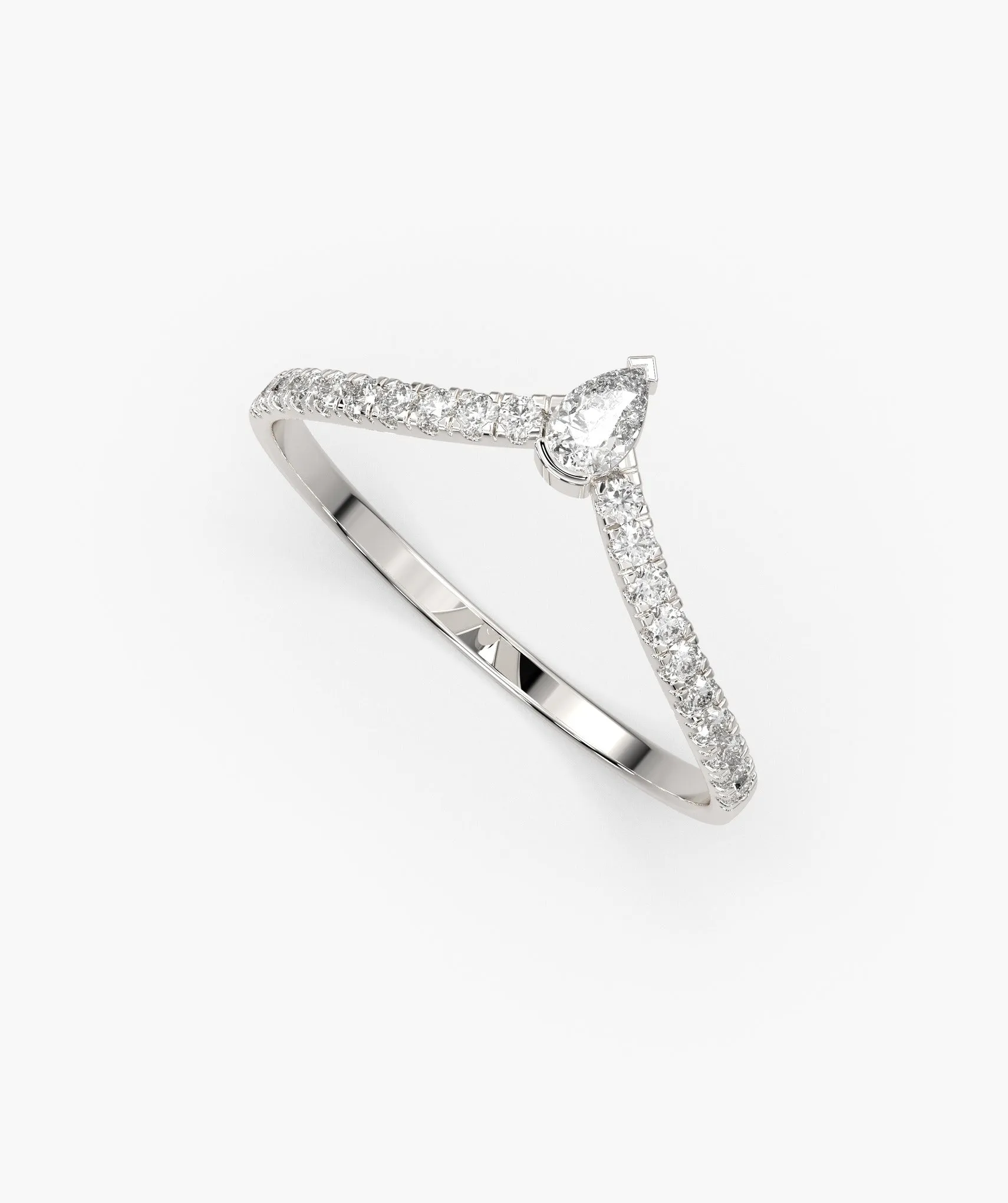 Solitaire Pear With Accent Diamond Ring