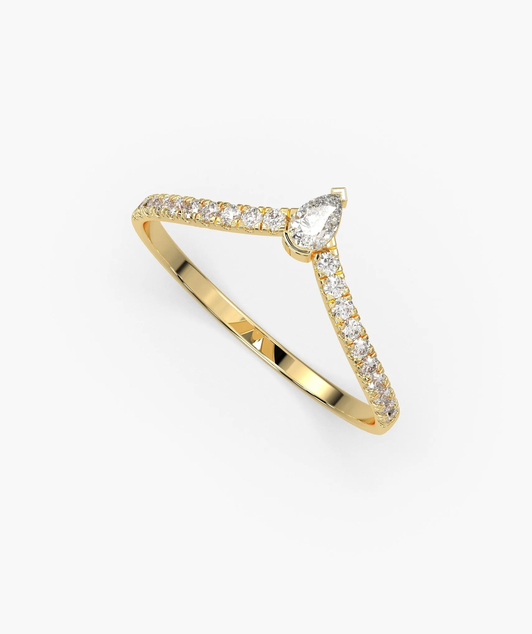 Solitaire Pear With Accent Diamond Ring