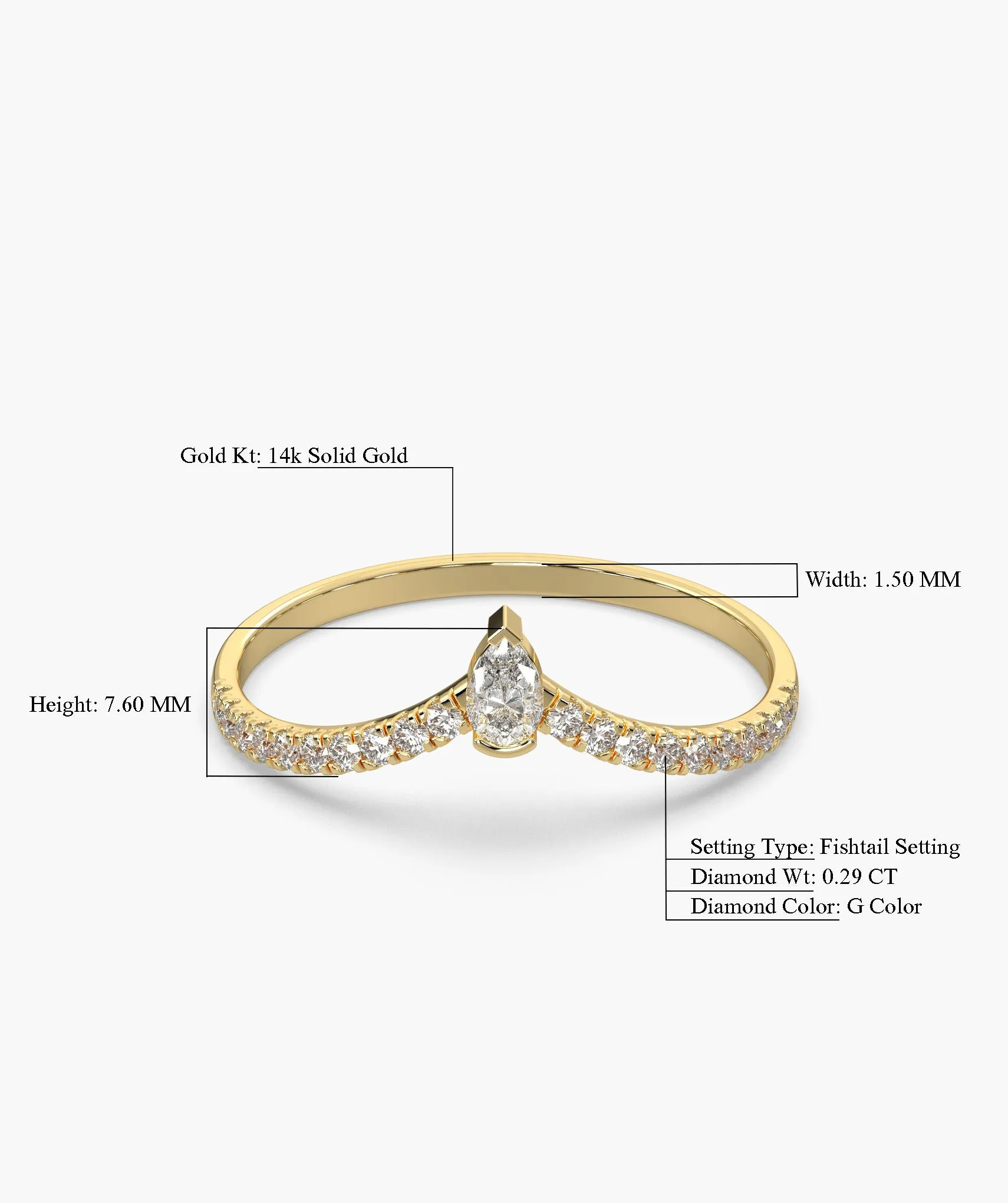 Solitaire Pear With Accent Diamond Ring