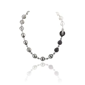 South Sea And Tahitian Pearls 18K White Gold Diamond Necklace