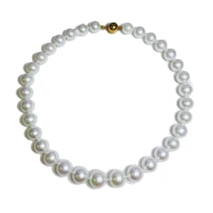 South Sea Pearl 18K Yellow Gold Ball Clasp 12-15mm White A  Strand Necklace