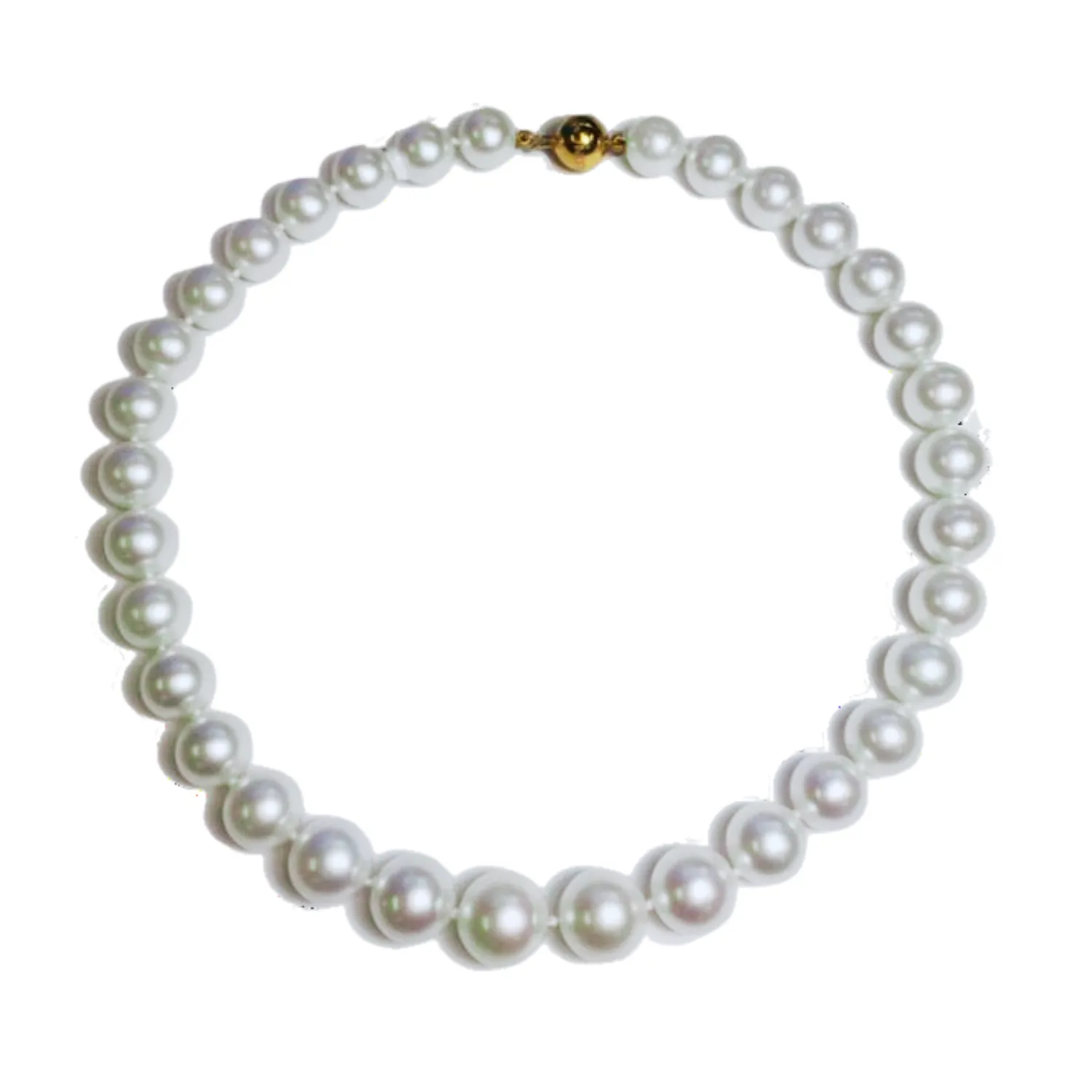 South Sea Pearl 18K Yellow Gold Ball Clasp 12-15mm White A  Strand Necklace