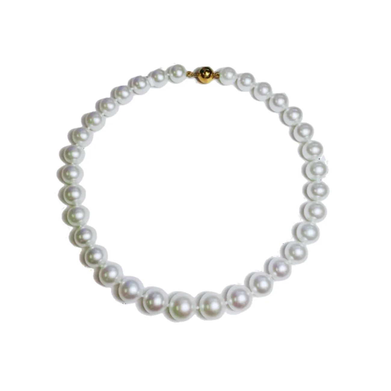 South Sea Pearl 18K Yellow Gold Ball Clasp 12-15mm White A  Strand Necklace