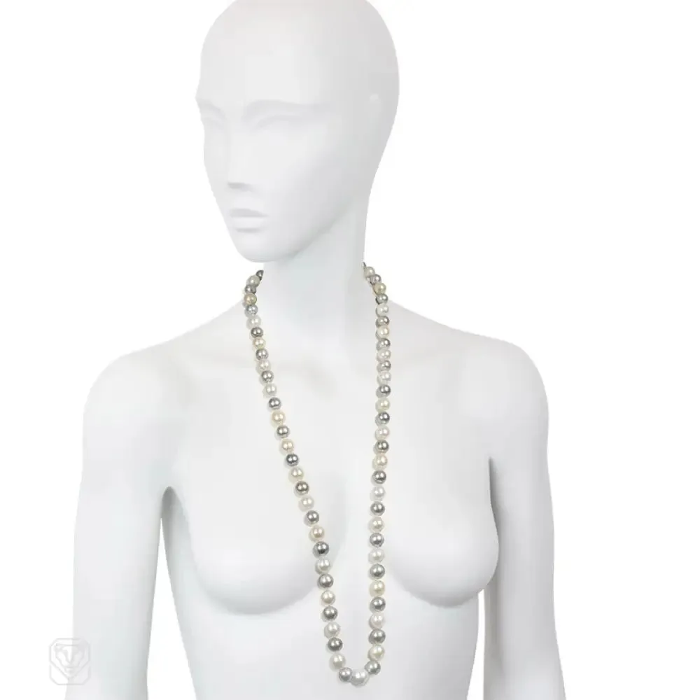 South Sea white, yellow, and blue-grey pearl necklace