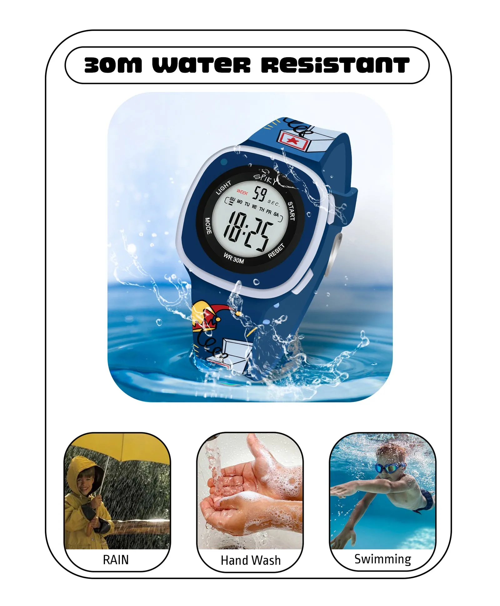 Spiky Eva15 Square Digital Watch for Kids