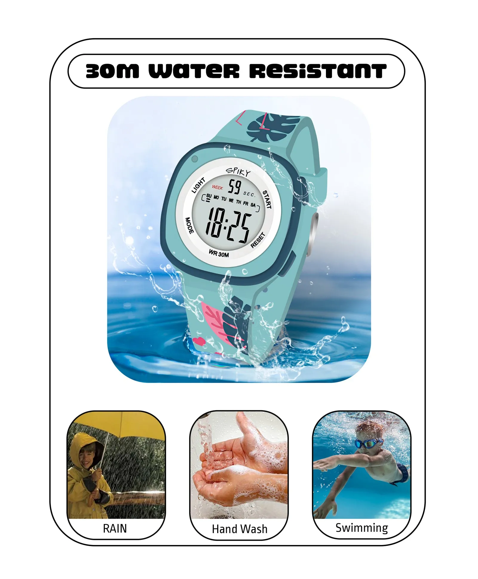 Spiky Eva15 Square Digital Watch for Kids