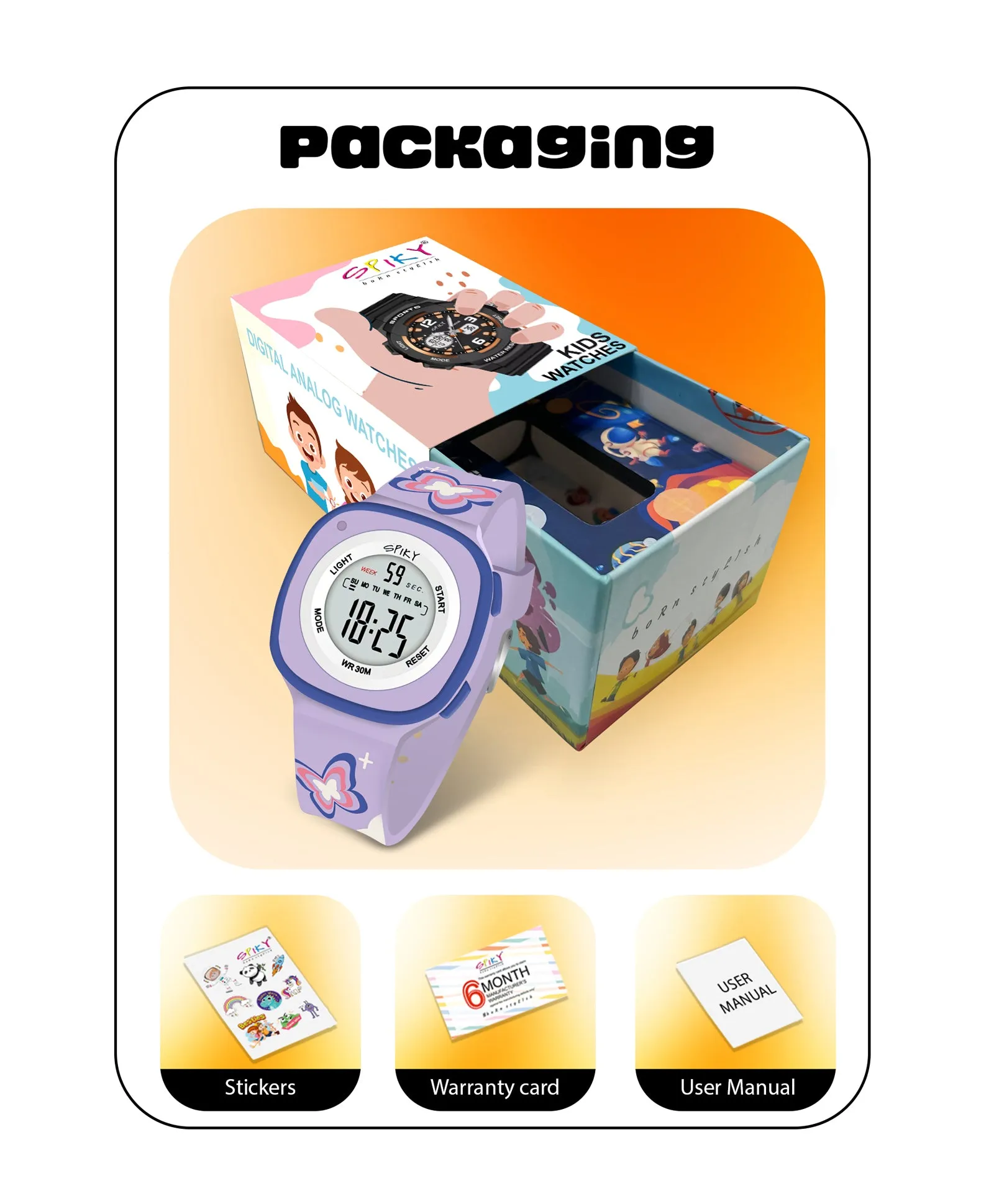 Spiky Eva15 Square Digital Watch for Kids