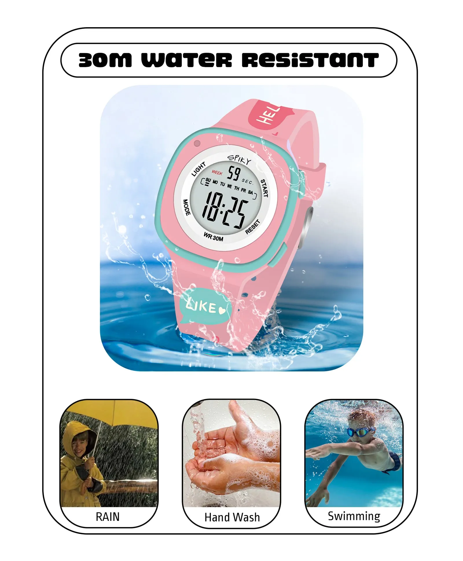 Spiky Eva15 Square Digital Watch for Kids