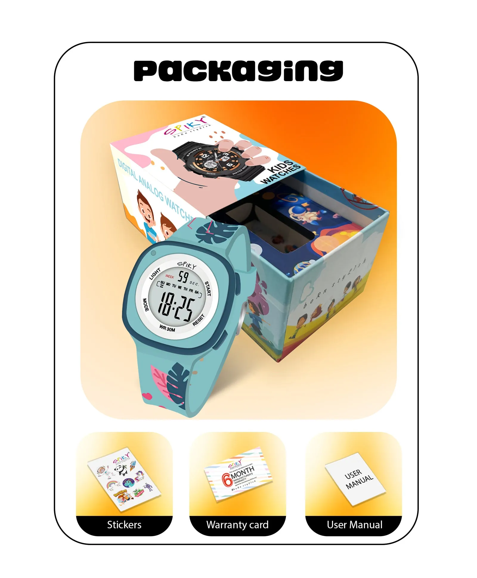 Spiky Eva15 Square Digital Watch for Kids