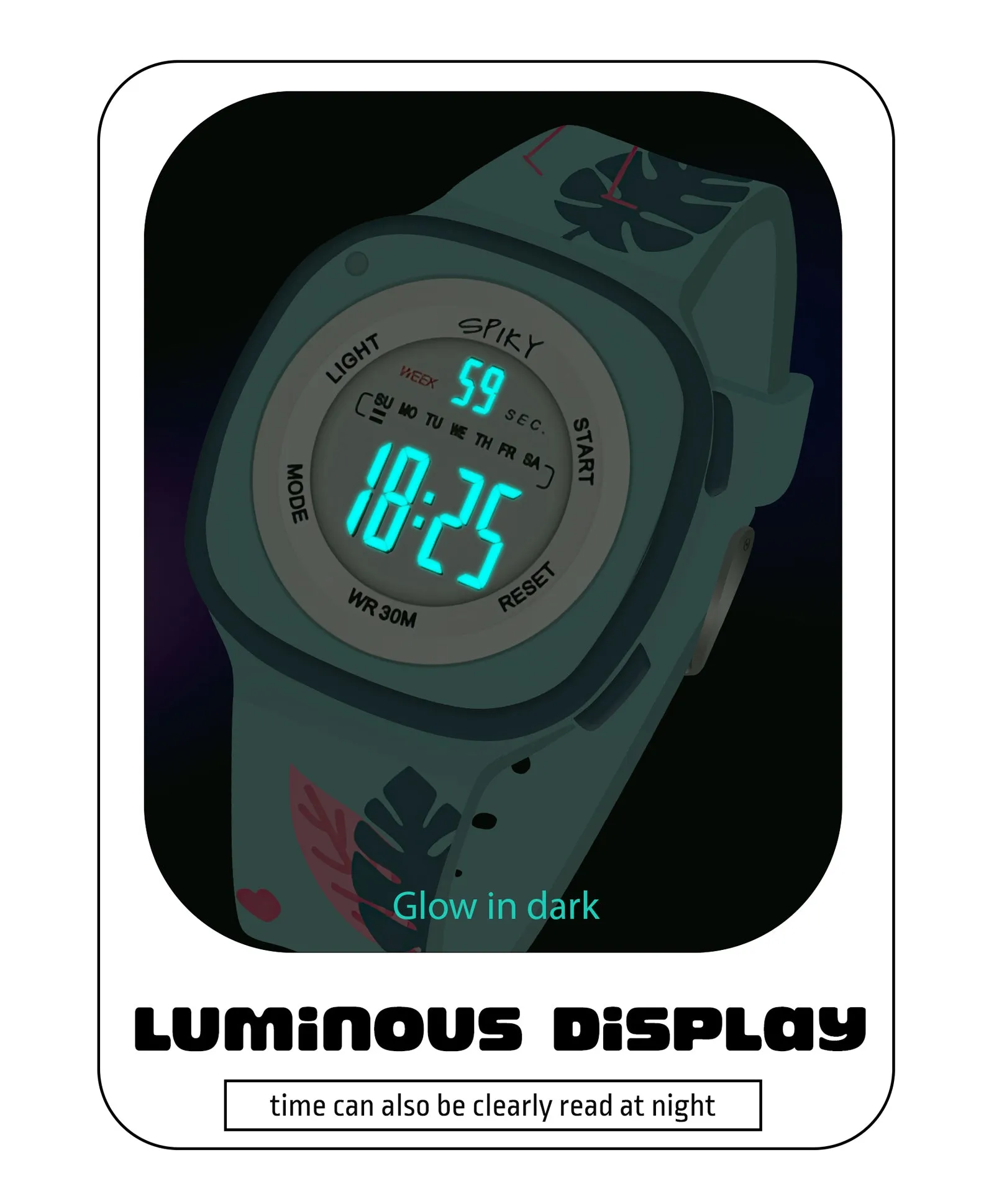 Spiky Eva15 Square Digital Watch for Kids