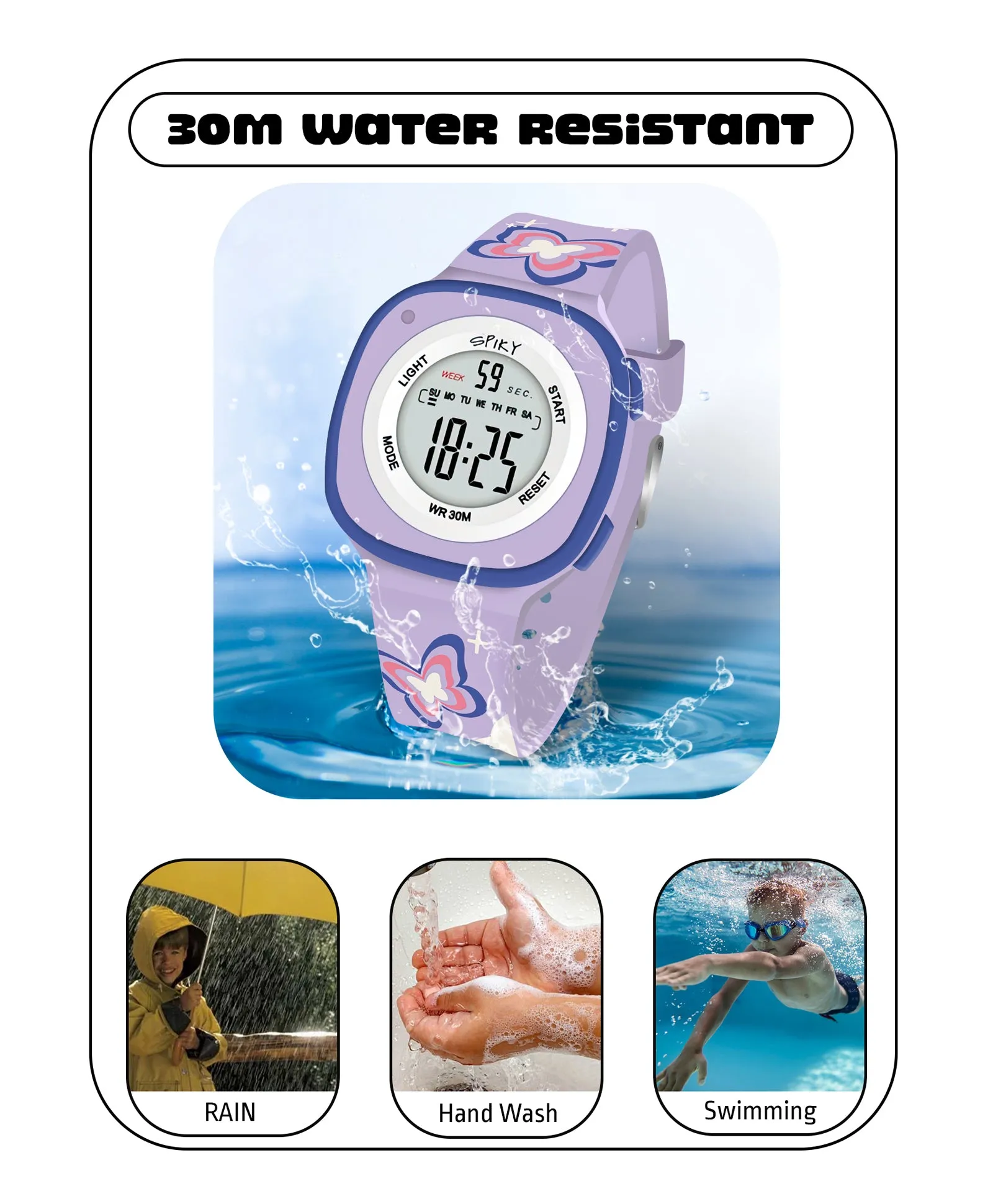 Spiky Eva15 Square Digital Watch for Kids