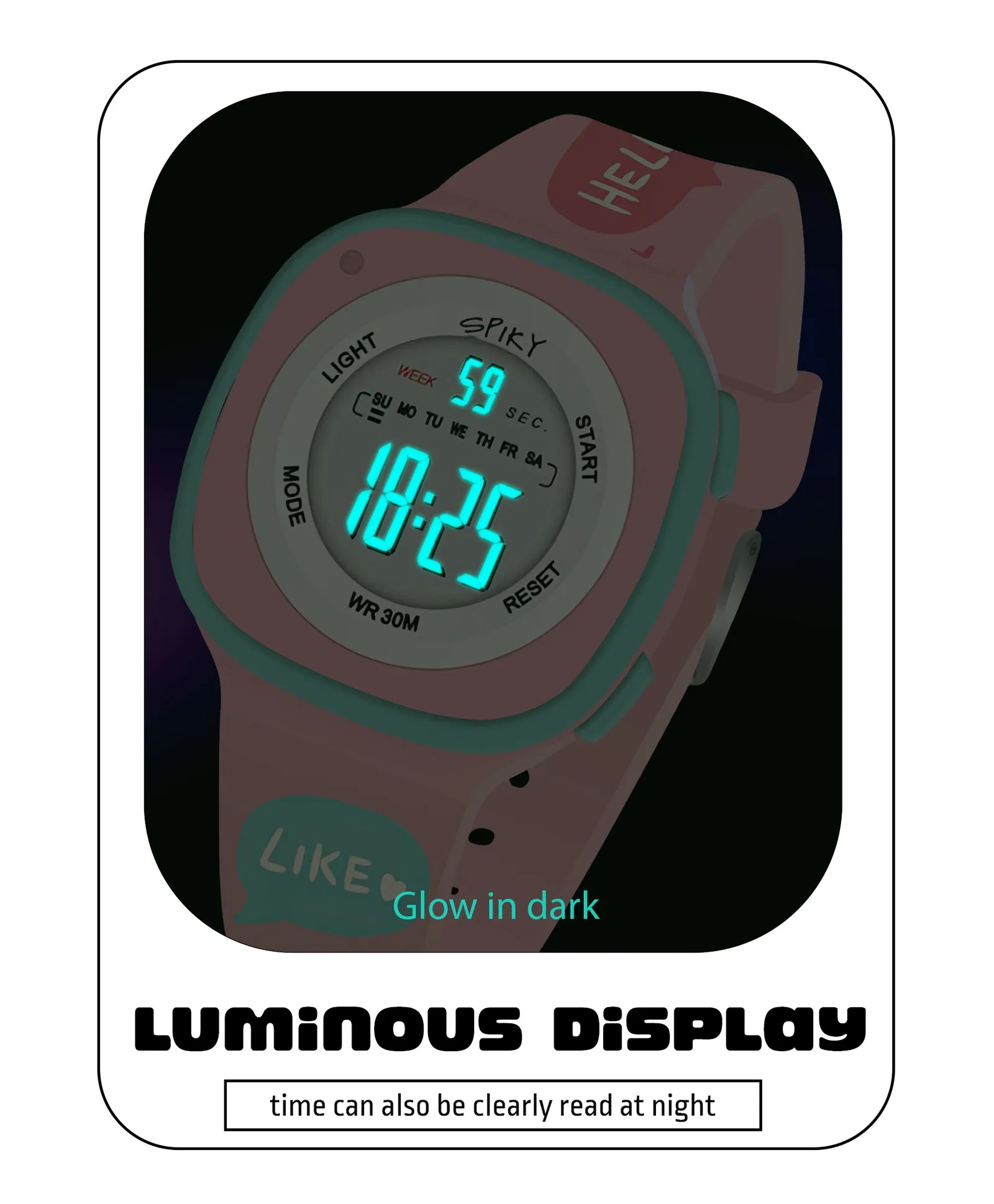 Spiky Eva15 Square Digital Watch for Kids