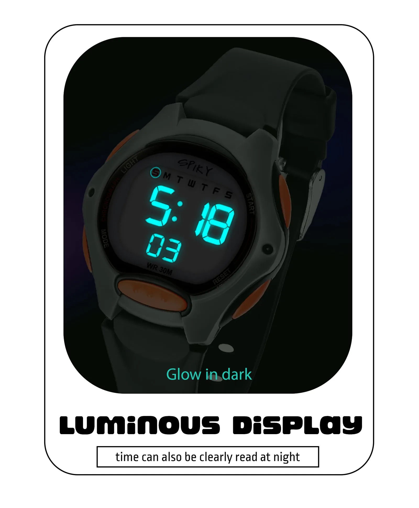 Spiky Eva2 Round Digital Kids Sports Watch - Blue