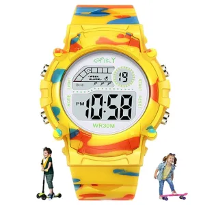 Spiky Military Digital Sports Watch - Yellow
