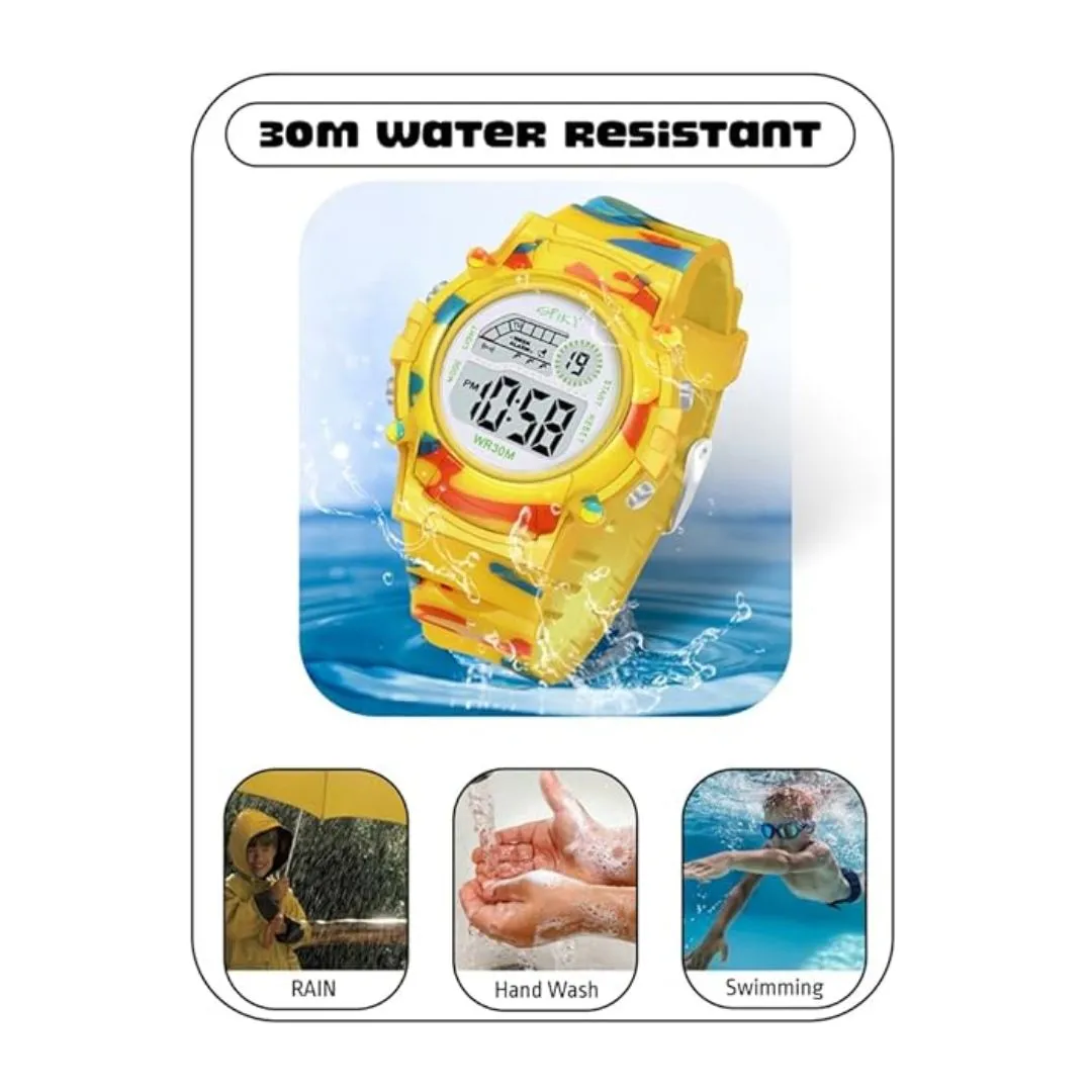 Spiky Military Digital Sports Watch - Yellow