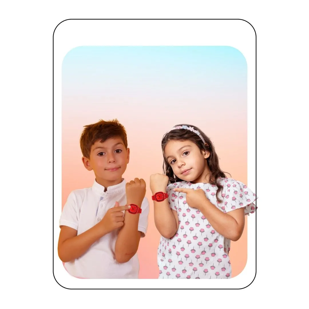 Spiky Square Analog Watch for Kids - Red