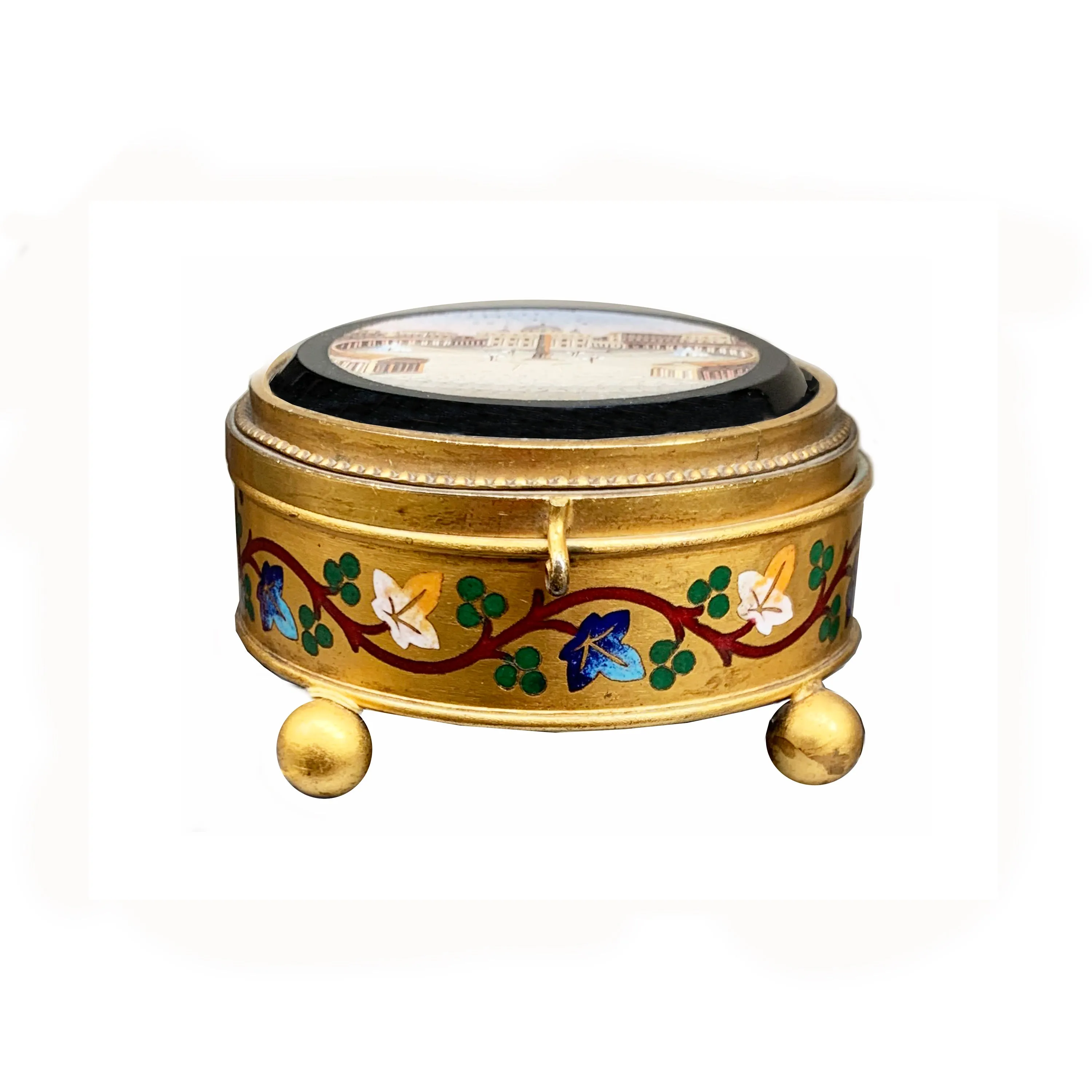 St. Peter's Basilica Micromosaic 'circa 1850' Set in a Gilded Bronze Box