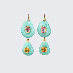 Stacked Stone Earrings in Amazonite