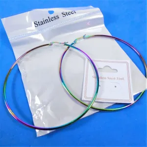 Stainless Steel Multi Color Hoop Earrings