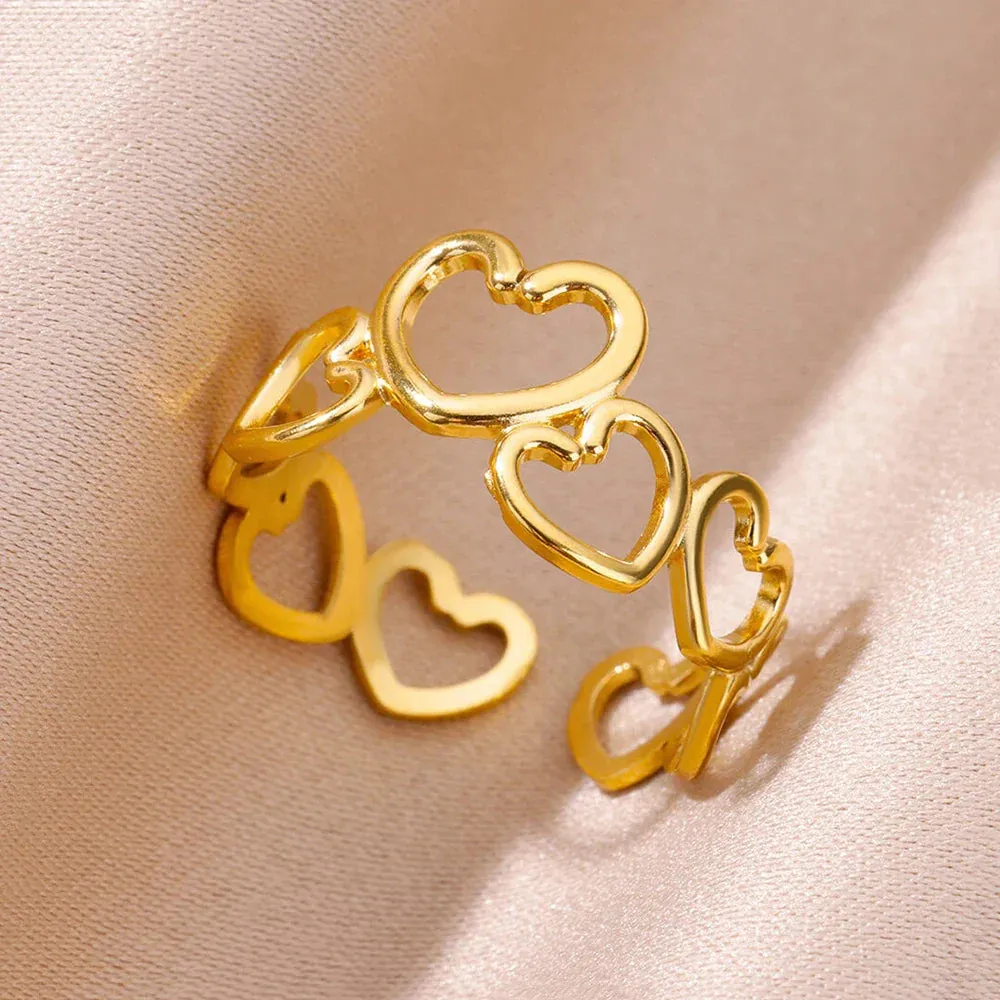 Stainless Steel Rings For Women Men Gold Color Open Gothic Geometric Ring Female Male Fashion Engagement Wedding Party Jewelry
