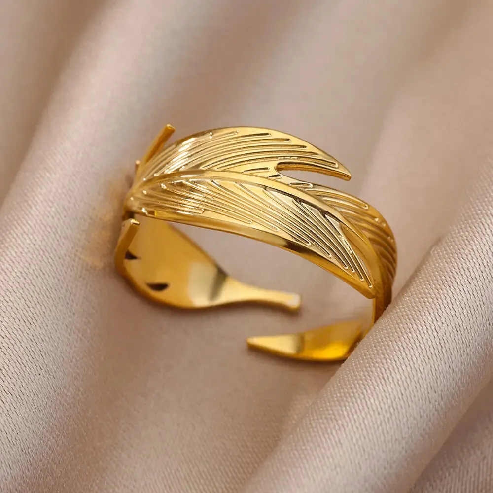 Stainless Steel Rings For Women Men Gold Color Open Gothic Geometric Ring Female Male Fashion Engagement Wedding Party Jewelry