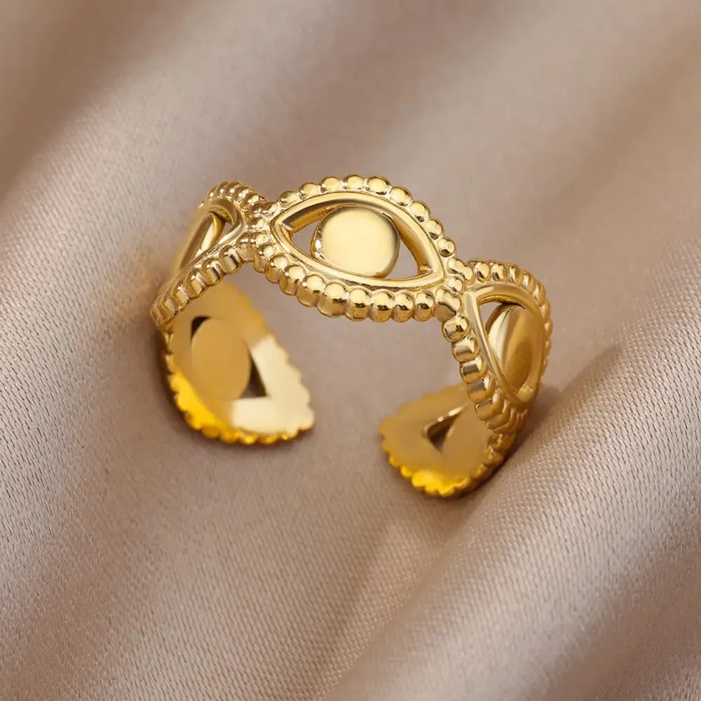 Stainless Steel Rings For Women Men Gold Color Open Gothic Geometric Ring Female Male Fashion Engagement Wedding Party Jewelry