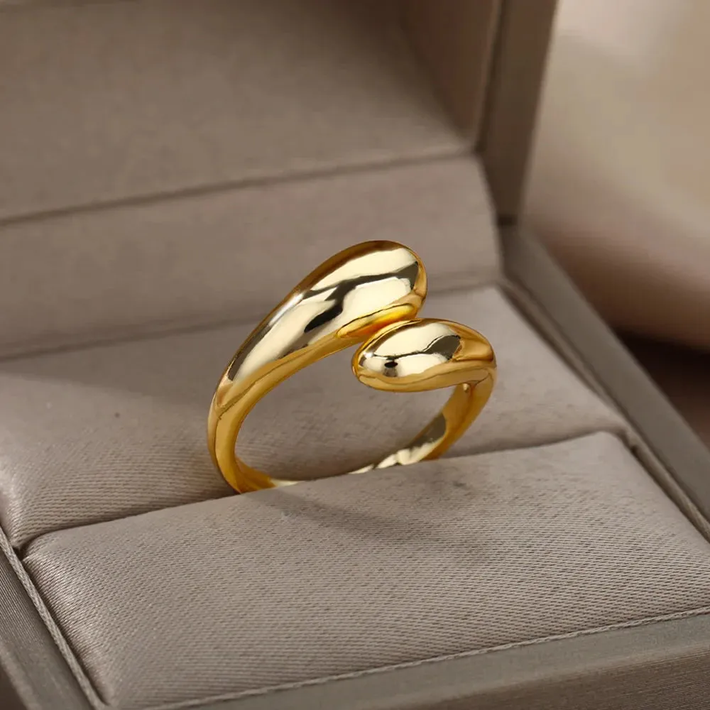 Stainless Steel Rings For Women Men Gold Color Open Gothic Geometric Ring Female Male Fashion Engagement Wedding Party Jewelry