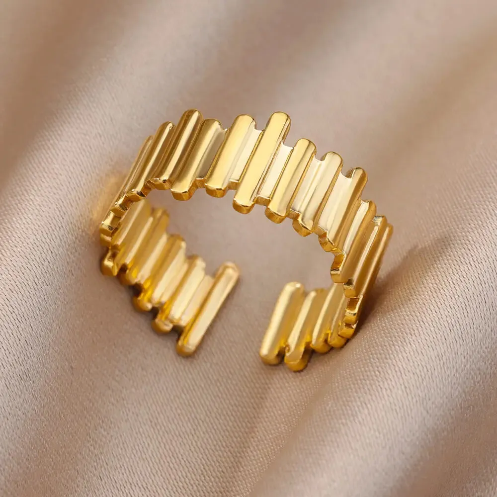 Stainless Steel Rings For Women Men Gold Color Open Gothic Geometric Ring Female Male Fashion Engagement Wedding Party Jewelry
