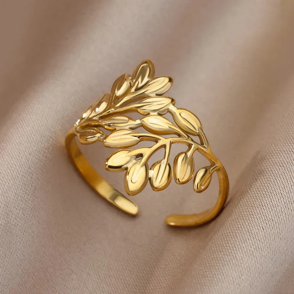 Stainless Steel Rings For Women Men Gold Color Open Gothic Geometric Ring Female Male Fashion Engagement Wedding Party Jewelry