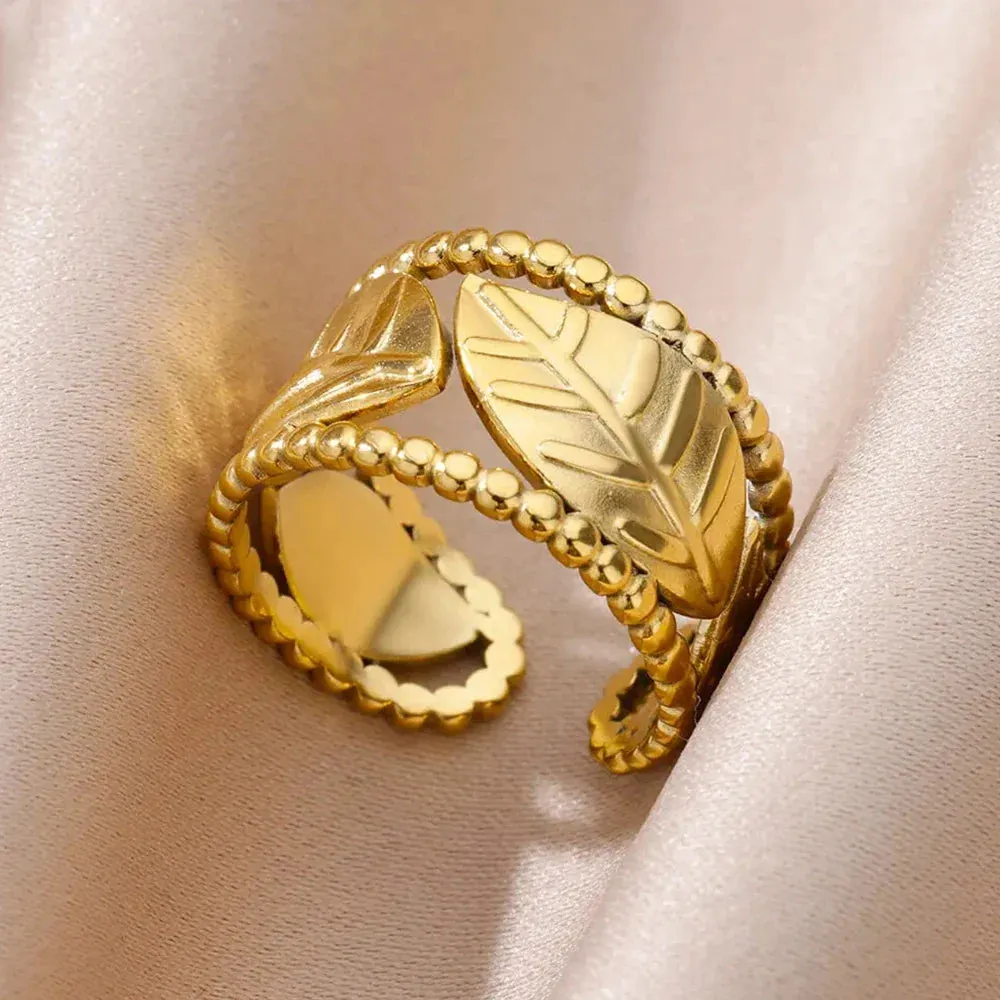 Stainless Steel Rings For Women Men Gold Color Open Gothic Geometric Ring Female Male Fashion Engagement Wedding Party Jewelry